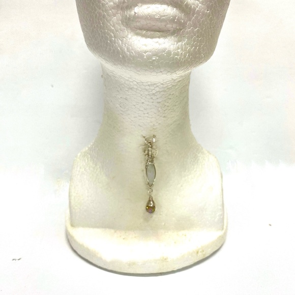 HANDMADE Moonstone and Crystal Hand Wrapped Dangle Pendant, Artisan Jewelry Gift - Picture 3 of 9